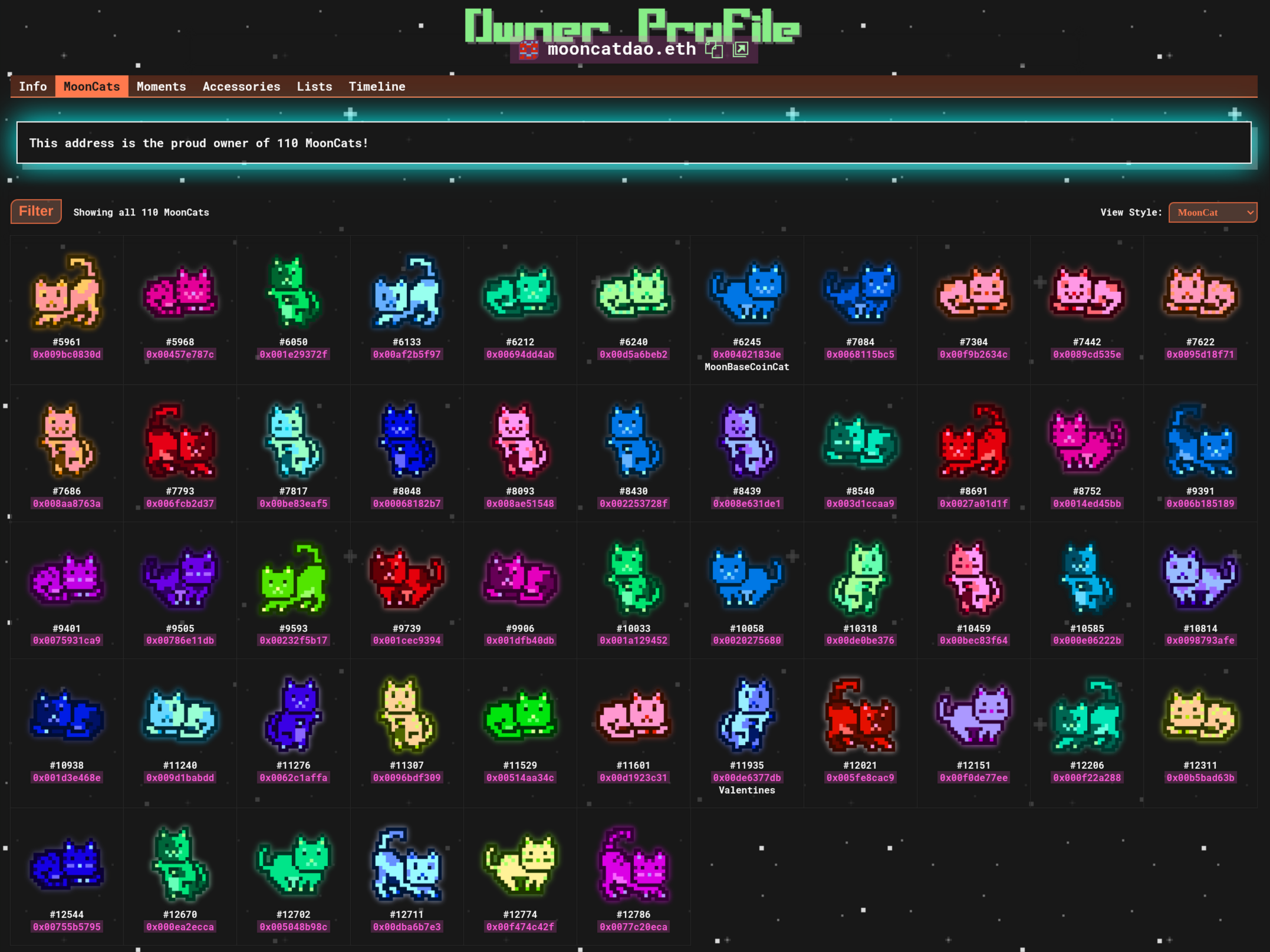 Screenshot of the DAO's ChainStation profile
