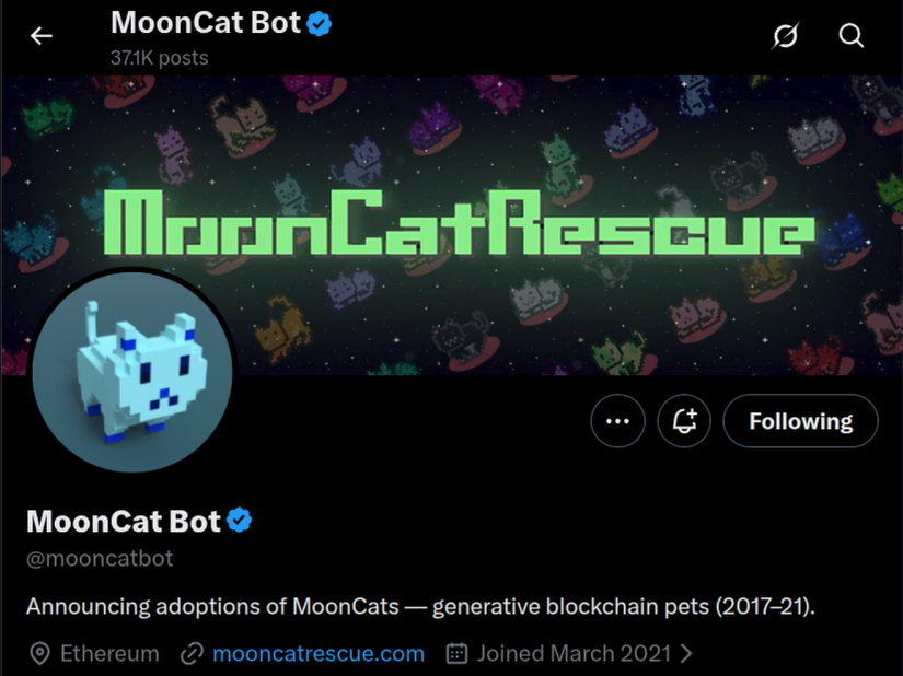 Screenshot of MoonCatBot